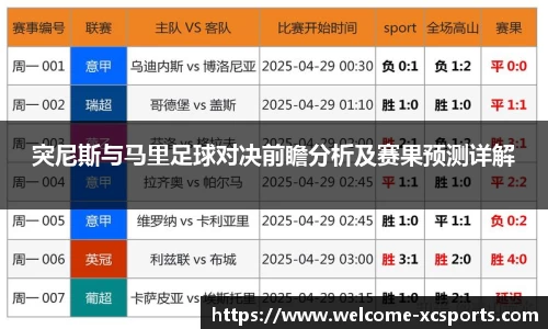 突尼斯与马里足球对决前瞻分析及赛果预测详解